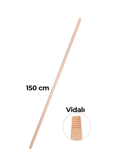 Gürgen Ağaç Vidalı Süpürge Sapı 150 Cm Ergonomik, Dayanıklı Ve Çok Amaçlı Temizlik Sapı