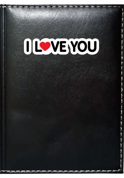 Promosyon Denizi I Love You 8 Görselli Siyah Ruhsat Kabı