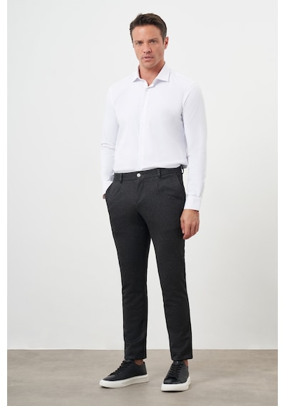Morven Erkek Siyah Poliviskon Trend Pileli Slim Fit Spor Pantolon Siyah