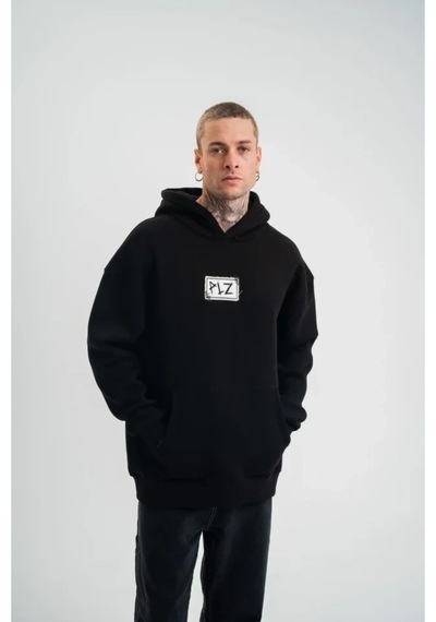 Butik İstanbul Unisex Kapşonlu Uzun Kol Patchli Nakışlı Sweatshirt - Siyah