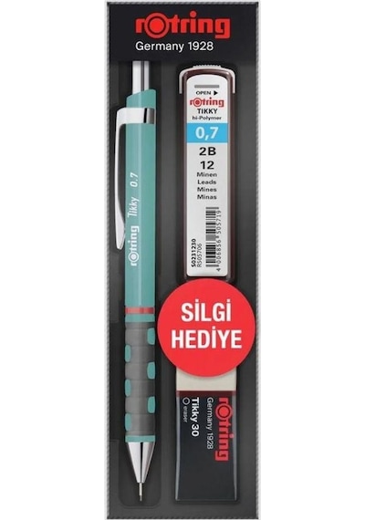 Rotring Tikky 0.7 MM + mın + Silgi 3'lü Set Deniz Mavi