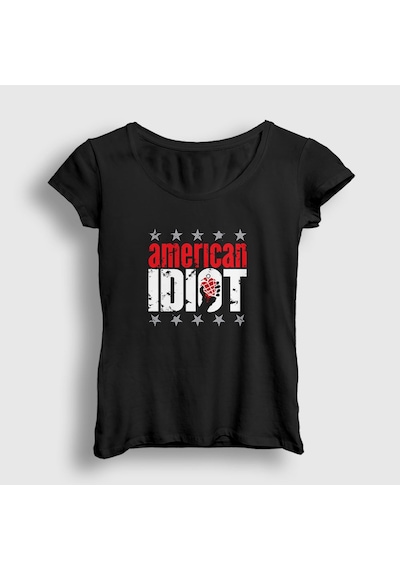Presmono Kadın American Idiot V3 Green Day T-shirt Siyah