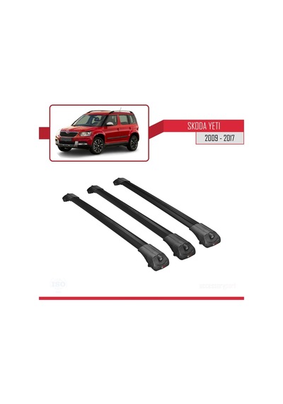 Skoda Yeti 2009-2017 Arası İle Uyumlu Ace-1 Ara Atkı Tavan Barı Siyah 3 Adet Bar