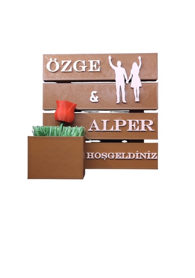 Kişiye Özel Aile İsimliği Kapı Üstü Hoşgeldiniz Yazılı Dekoratif Kapı Süsü 15x15 Cm