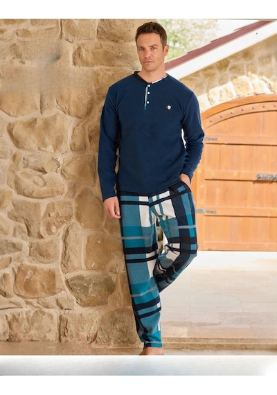 Pijamoni Erkek Düğme Yaka Kışlık Polar Pijama Takımı 6100/19 - 1 Adet Mavi Pijamoni Erkek Düğme Yaka Kışlık Polar Pijama Takımı 6100/19 - 1 Adet Mavi