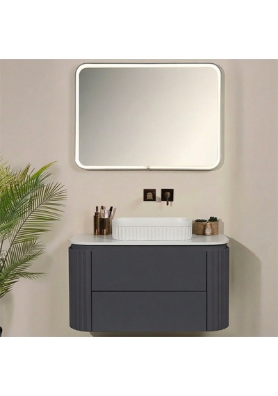 Kobos Gloria 100 Cm Banyo Dolabı Seti Argento Antrasit Kobos Gloria 100 Cm Banyo Dolabı Seti Argento Antrasit