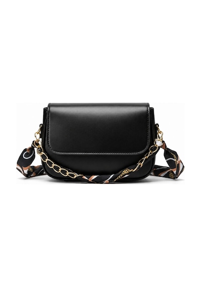 Celeste Bag Siyah Fular Ve Zincir Detaylı Kadın Omuz Çantası