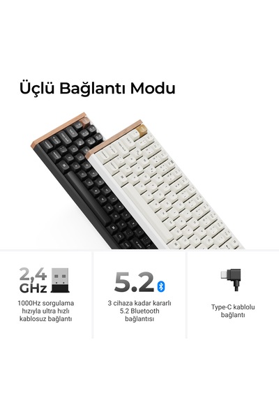 Keychron K2 He Kablosuz Manyetik Anahtar Türkçe Klavye Gateron Çift Raylı Manyetik Bulutsu Anahtarlar K2h-q1-tr