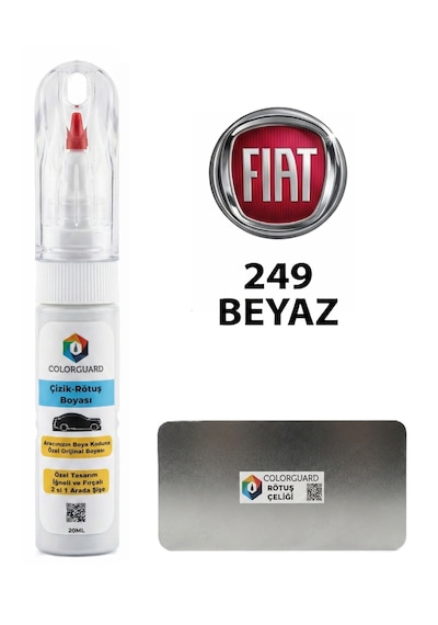 Fıat-tofaş 249 Beyaz İğneli Ve Fırçalı Özel Tasarım Şişe Rötuş Boyası Ve Profesyonel Rötuş Çeliği Seti