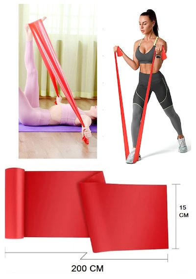 Gus Company 2 Metre Kırmızı Yoga Pilates Egzersiz Bandı Terabant Açık Uçlu - Orta Direnç Kırmızı