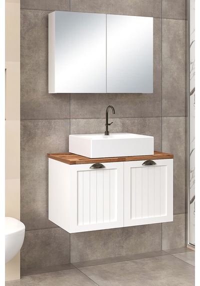 %100 Mdf 80 Cm Aren Banyo Dolabı Beyaz