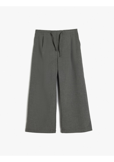 Koton Bol Paça Pantolon Cep Detaylı Beli Bağlamalı Gri 5wkg40084aw Gri
