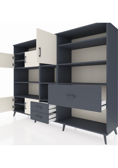 Hyperion Dolap 13 Raflı 3 Çekmeceli 5 Kapaklı 220x44x163 Antrasit Antrasit-aytaşı/antrasit Hyperion Dolap 13 Raflı 3 Çekmeceli 5 Kapaklı 220x44x163 Antrasit Antrasit-aytaşı/antrasit