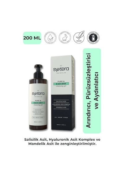 Synora Arındırıcı Pürüzsüzleştirici ve Aydınlatıcı Yüz Temizleme Jeli 200 ML