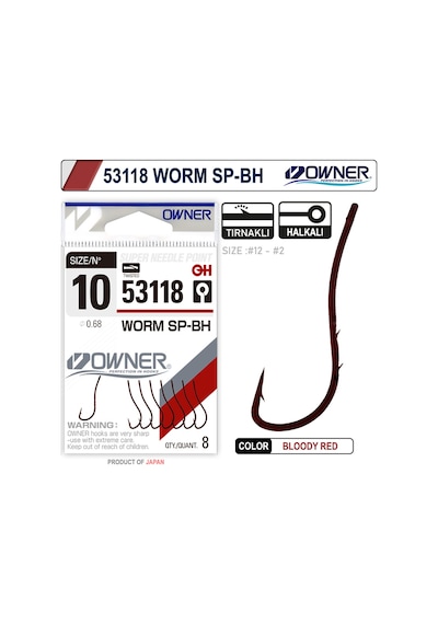 Owner 53118 Worm Sp-bh Bloody Red Olta İğnesi 12