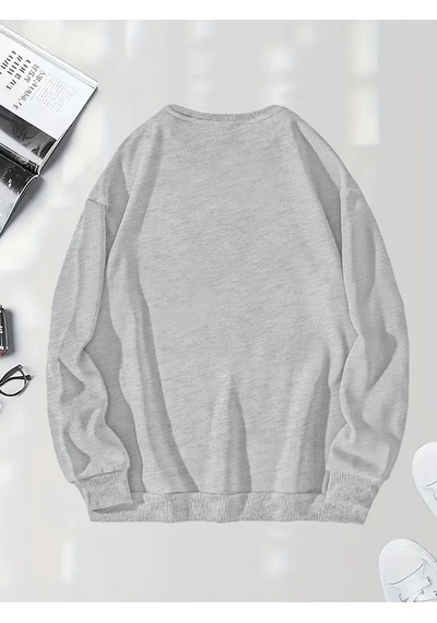 Uyguntarz Unisex Happycherry Tasarım Basklı Sweatshirt Gri