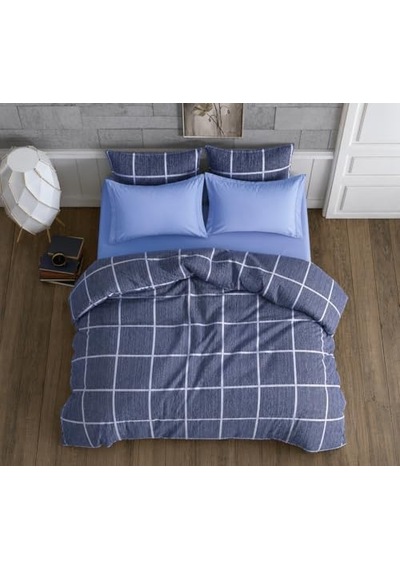 Lüks%80 Pamuklu Çift Kişilik Nevresim Takımı Seti Yorgan Kılıfı Mavi Lacivert Kare Beyaz Çizgi Desen 200x220 Cm + Lastikli Battal Boy Çarşaf 180x200x30 Cm +2 Yastık Kılıflı 50x70 Cm Diğer Lüks%80 Pamuklu Çift Kişilik Nevresim Takımı Seti Yorgan Kılıfı Mavi Lacivert Kare Beyaz Çizgi Desen 200x220 Cm + Lastikli Battal Boy Çarşaf 180x200x30 Cm +2 Yastık Kılıflı 50x70 Cm Diğer