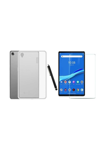 Lenovo M8 Tb-8505f 8" 3lü Set Esnek Silikon Kılıf + Nano Ekran Koruyucu + Kalem Şeffaf Kılıf