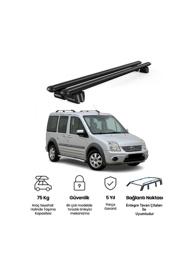 Pençe Ford Connect Ara Atkı 2002-2013 Uyumlu Siyah Ara Atkı Port Bagaj Tavan Barı