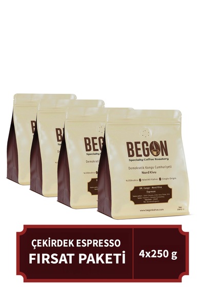 Nord Kivu Premium Espresso Çekirdek Kahve Fırsat Paketi 250g X 4 Adet Çekirdek Kahve