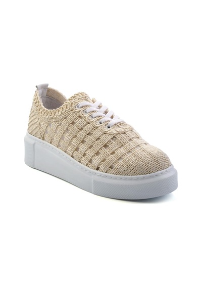 Bej Hakiki Deri Kadın Sneaker K01303018616 Bej