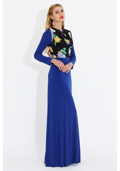 Nidya Moda Büyük Beden Elbise-4046Sx Saks