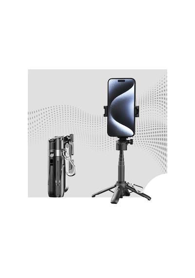 Lenyes Lph110 Uzaktan Kumandalı Çok Fonksiyonlu Sabitleyici Ayrılabilir Tripod Selfie Çubuğu Siyah