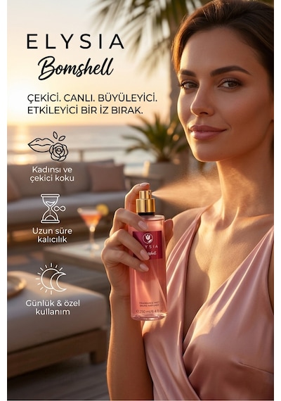 Elysıa Rush & Aqua Kiss & Bomshell 3 Lü Kadın Vücut Spreyi Seti 250 Ml X3 Yazlık Ferah Seri