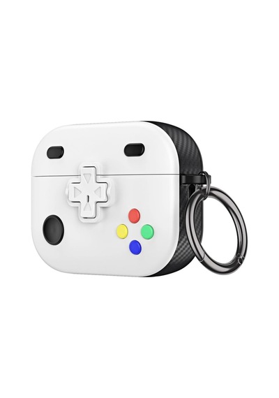 Caseonn Apple Airpods Uyumlu 5 Kılıf Gamepad Tasarımı Kilitli Kapak Beyaz