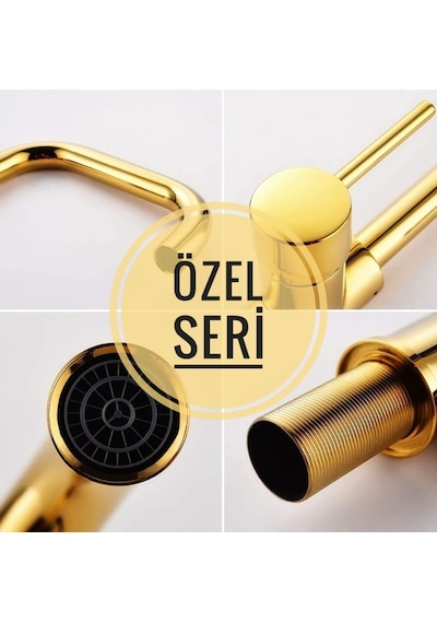Sardıcı Melfa Series Altın Çift Su Girişli Pirinç Mutfak Bataryası