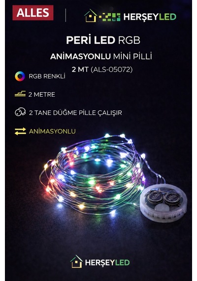 Peri Led Rgb Animasyonlu Mini Pilli 2 Mt RGB