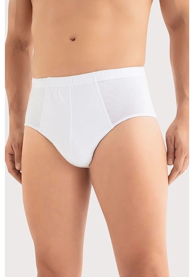 Terrien Erkek Büyük Beden Külot Slip 6'lı Paket Beyaz %100 Pamuklu Örme Çamaşır Esnek Bel Rahat Kesim