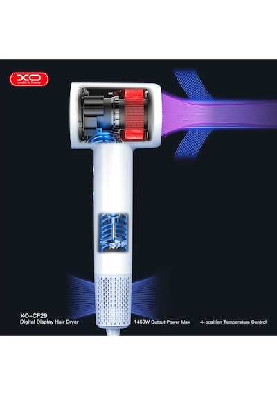 Xo Cf29 Dijital Ekranlı Yüksek Hızlı Saç Kurutma Makinesi - Fırçasız Motorlu Fön