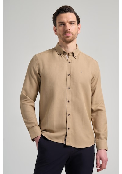 İmza Uzun Kol Desenli Armürlü Düğmeli Yaka Cepsiz Pamuklu Casual Slim Fit Gömlek 1004250206 Bej İmza Uzun Kol Desenli Armürlü Düğmeli Yaka Cepsiz Pamuklu Casual Slim Fit Gömlek 1004250206 Bej
