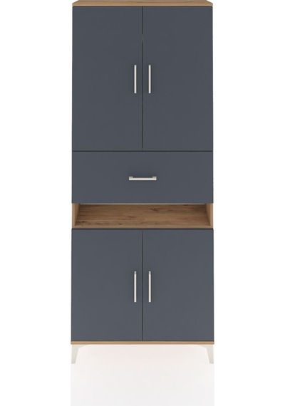 Arges Dolap 5 Raflı Tek Çekmeceli 4 Kapaklı 88x30x221 Çam-ant... Çam