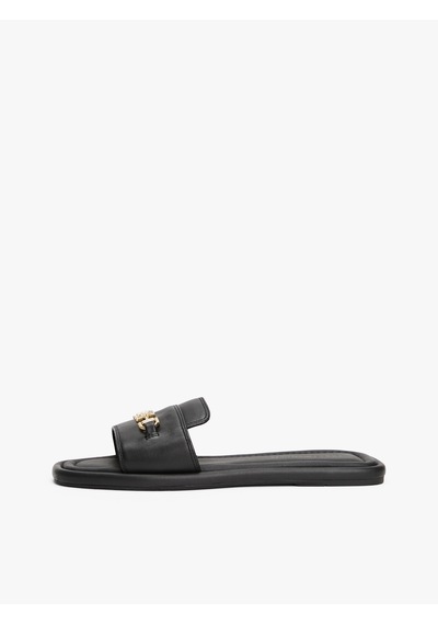 Tommy Hilfiger Leather Horsebıt Mule Kadın Siyah Sandalet - Fw0fw08420
