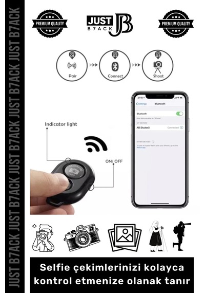 Uzaktankumanda Bluetooth Tüm Telefonlara Uyumlu Pilli Fotoğraf Video Selfie Uzaktan Kumanda
