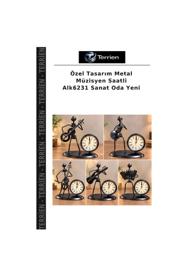 Özel Tasarım Metal Müzisyen Saatli Alk6231 Sanat Oda Yeni Çok Renkli