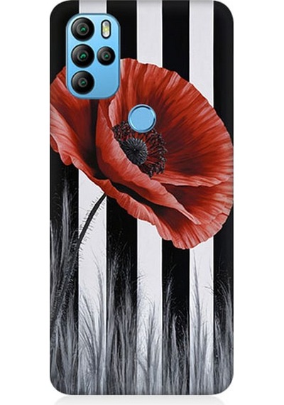 General Mobile Gm 21 Pro Uyumlu Siyah Çizgide Gelincik Desenli Silikon Kılıf Çok Renkli