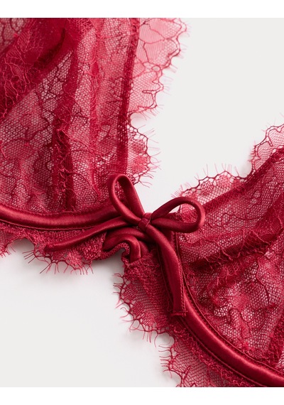 Marks & Spencer Dantelli Destekli Plunge Sütyen T81006844D Kırmızı