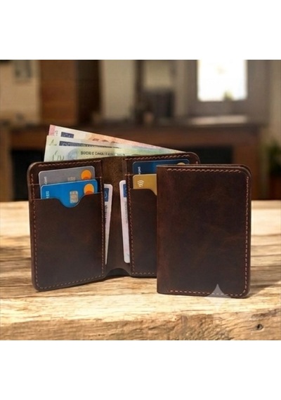 Parla Leather Tartus El Yapımı Hakiki Deri Kart Cüzdan Taba