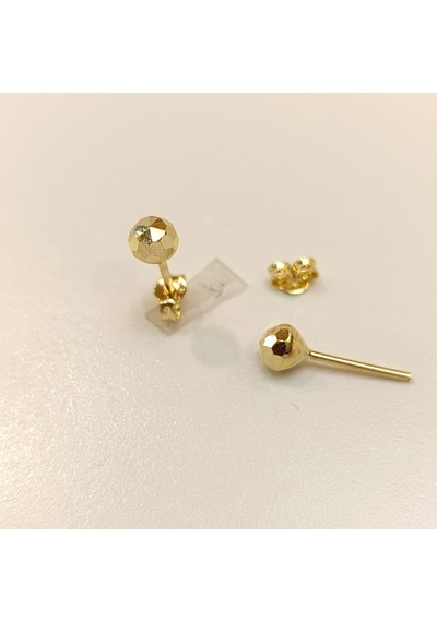 5mm Elmas Kesimli Top Küpe 14 Ayar Altın Hd Videolu Sarı