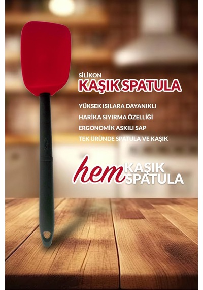 1 Parça Slikon Kaşık Spatula-vms-petra Silikon Kırmızı Kırmızı