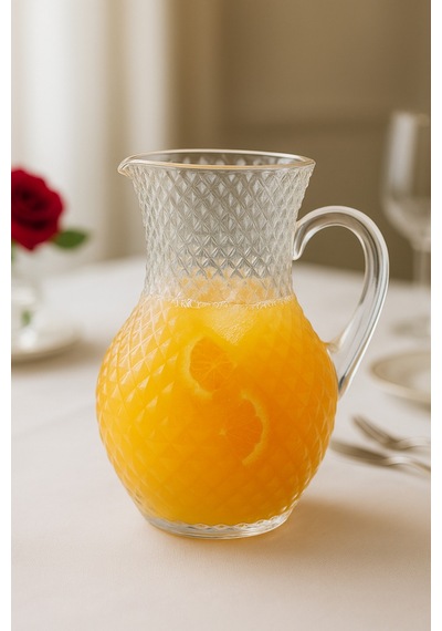 Grandora 2 Litre Şık Dekorlu Cam Sürahi Buzlu Desen, Premium Kalite
