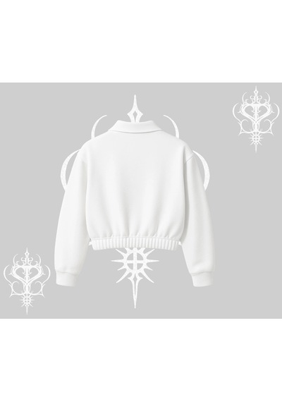 Startmore Beyaz Crop Yarım Fermuarlı Sweatshirt Spider Undercover Beyaz