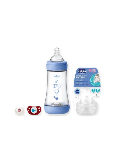 Chicco Biberon Büyüme Seti 3 Parça: Biberon + Biberon Emziği + Emzik - Mavi