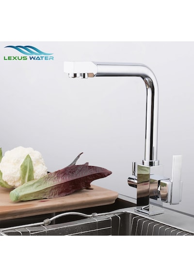 Lexus Water Su Arıtma Cihazları İçin 3 Yollu Kare Arıtmalı Musluğu Krom