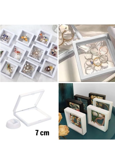 Buffer 7x7 Cm Standlı 3d Takı Ziynet Hatıra Koleksiyon Saklama Kutusu Şeffaf Film Çerçevesi