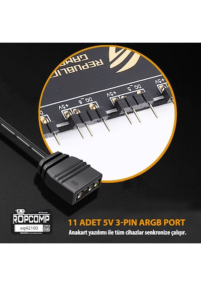 Ropcomp Argb Hub 11 Port 5v 3-pin Argb Ve Fan Hub