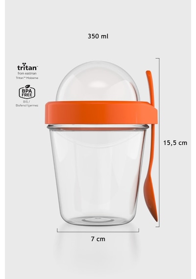 Renga Orbit 350 Ml Tritan Müsli Ve Atıştırmalık Kabı 191013 Turuncu